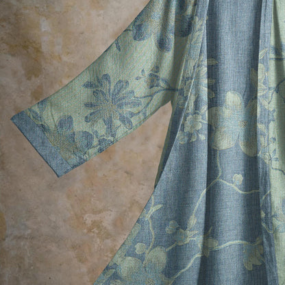 Ownkoti Sage Blue Floral Cotton Kimono Robe - image 9