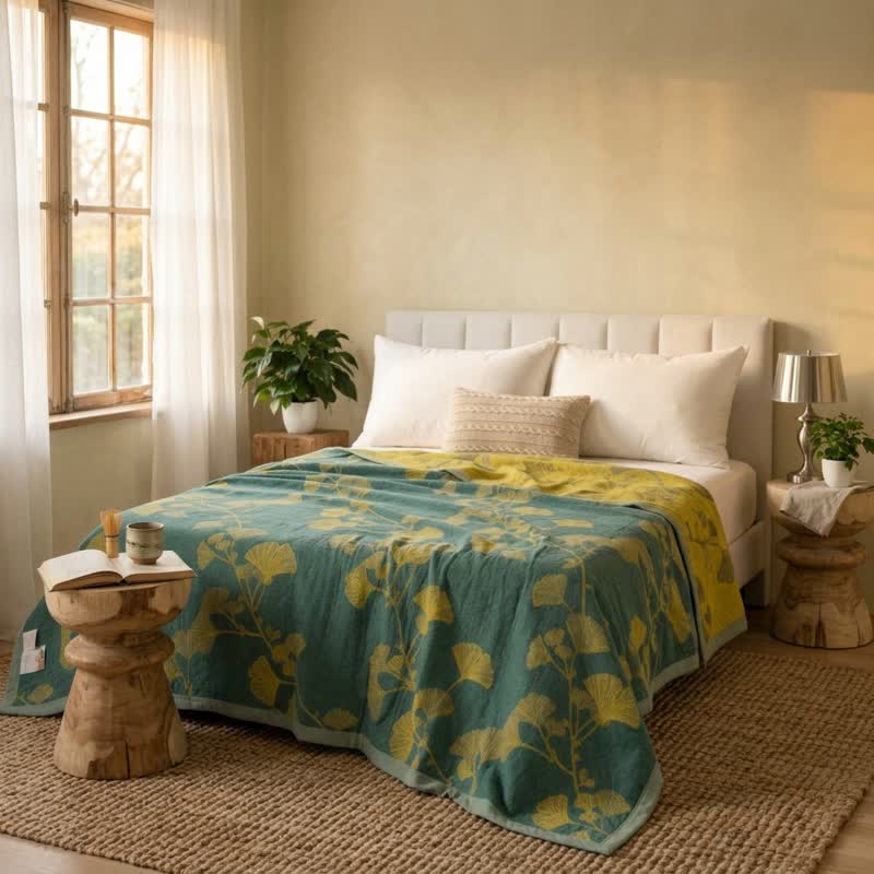 Ownkoti Nordic Ginkgo Leaf Reversible Cotton Quilt - image 1