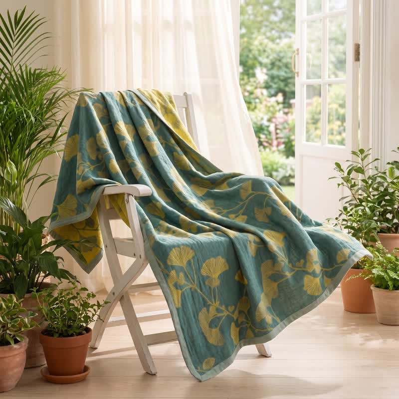 Ownkoti Nordic Ginkgo Leaf Reversible Cotton Quilt - image 3