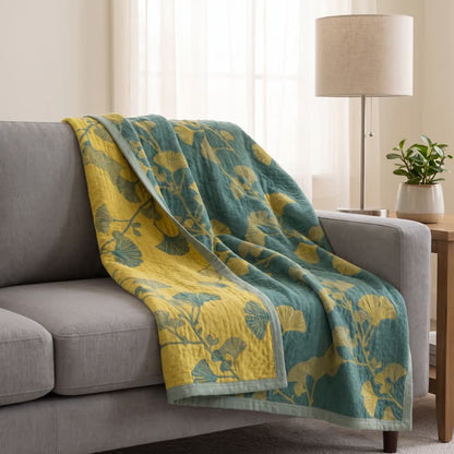 Ownkoti Nordic Ginkgo Leaf Reversible Cotton Quilt - image 3