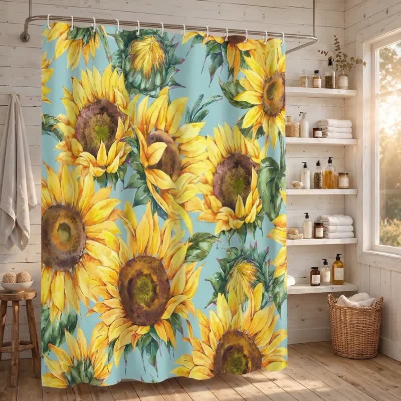 Ownkoti Nordic Sunflower Waterproof Shower Curtain - image 1