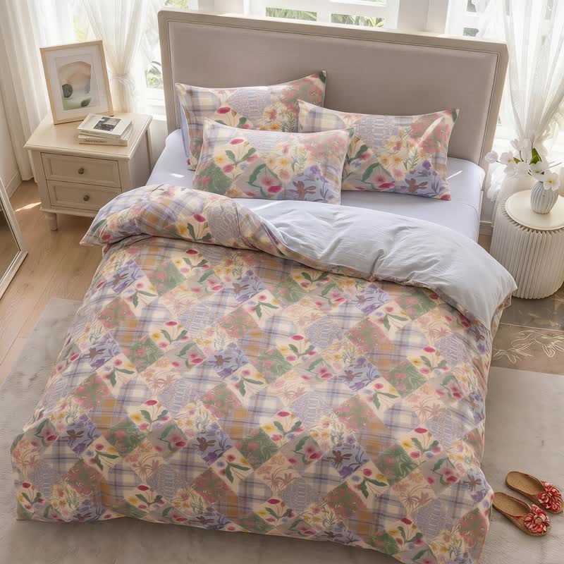 Ownkoti  Garden Patchwork Floral Cotton Bedding Set - image 2