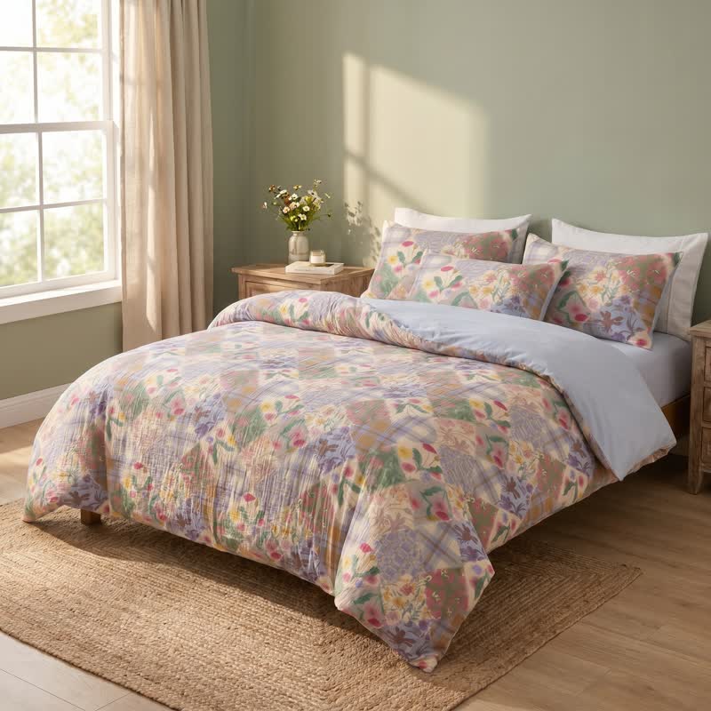 Ownkoti  Garden Patchwork Floral Cotton Bedding Set - image 1