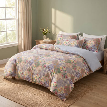 Ownkoti  Garden Patchwork Floral Cotton Bedding Set - image 1