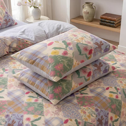 Ownkoti  Garden Patchwork Floral Cotton Bedding Set - Multicolor - 20" x 37" - 2PCS Pillowcases - image 4