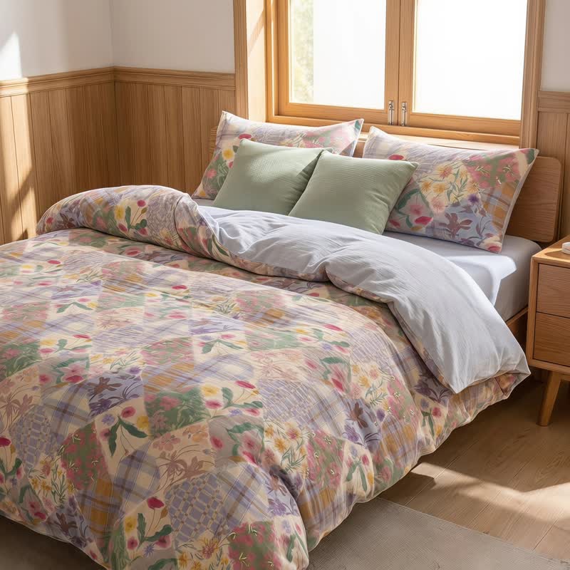 Ownkoti  Garden Patchwork Floral Cotton Bedding Set - image 3