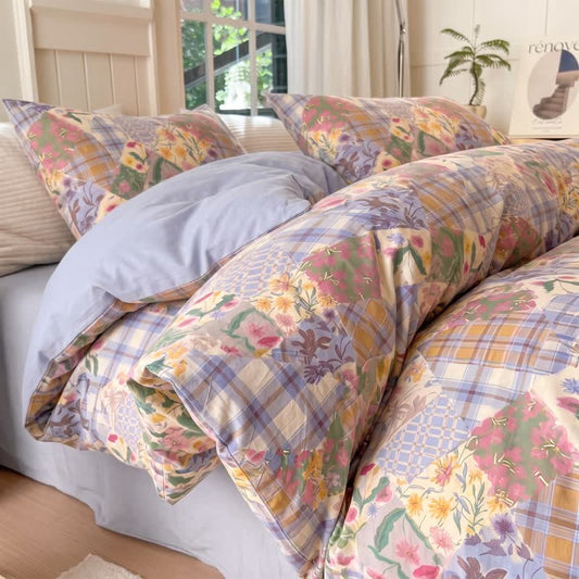 Ownkoti  Garden Patchwork Floral Cotton Bedding Set - Multicolor - King - 4PCS Bedding Set - image 0