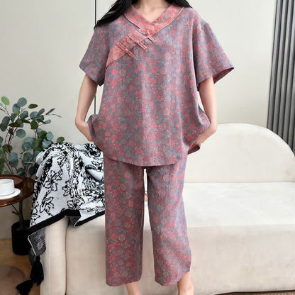 Ownkoti Plus Size Floral Cropped Capris Pants Loungewear  - image 19