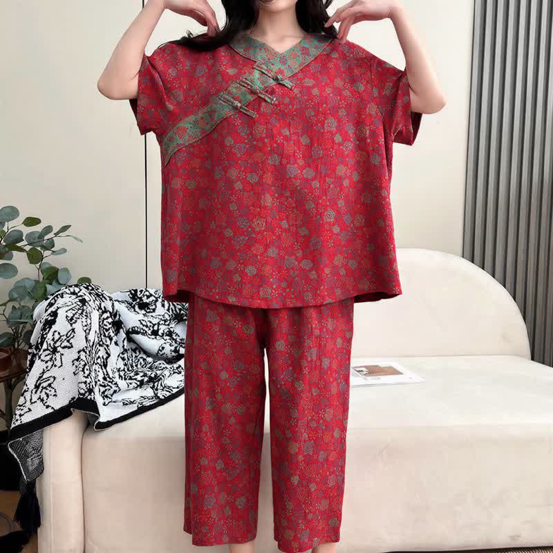 Ownkoti Plus Size Floral Cropped Capris Pants Loungewear  - image 2