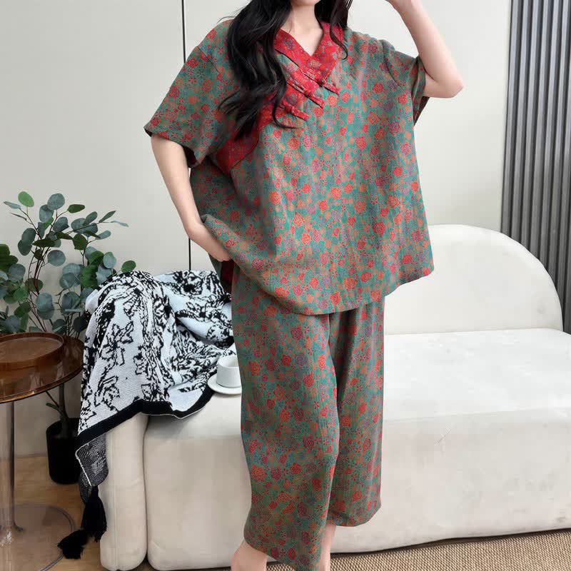Ownkoti Plus Size Floral Cropped Capris Pants Loungewear  - image 11