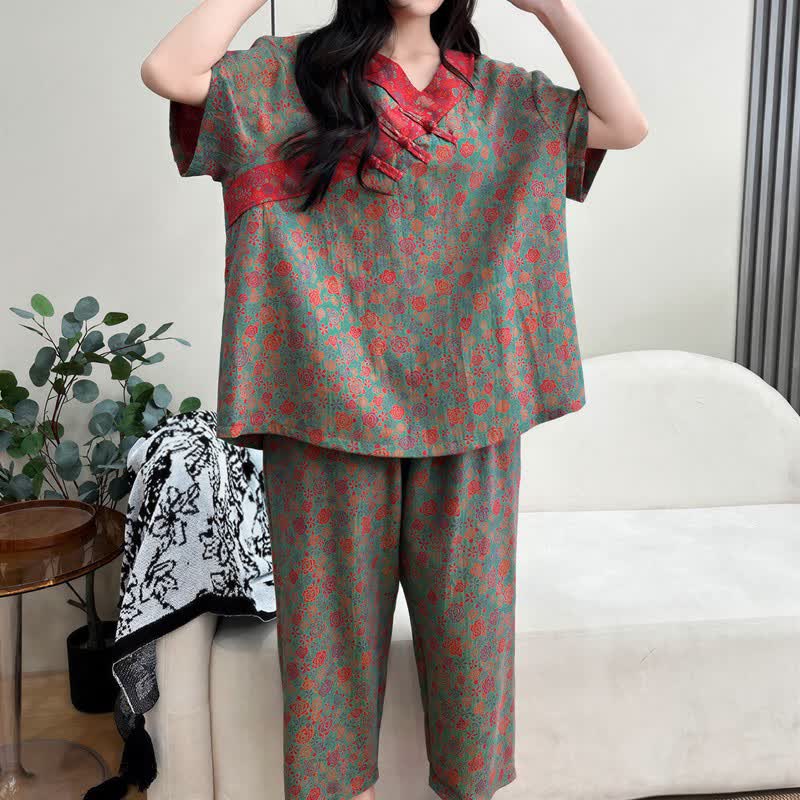 Ownkoti Plus Size Floral Cropped Capris Pants Loungewear  - image 12
