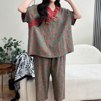 Ownkoti Plus Size Floral Cropped Capris Pants Loungewear  - image 12