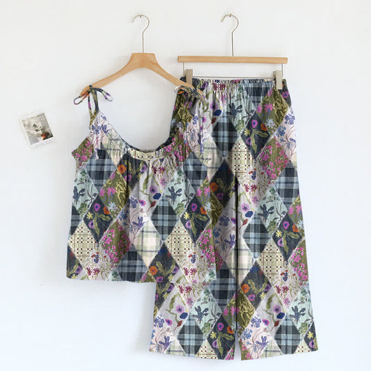 Ownkoti Vintage Floral Patchwork Cami Loungewear Set - Multicolor - XL - image 0