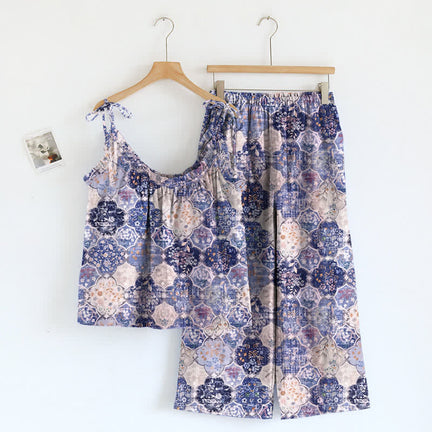 Ownkoti Bohemian Print Cami Loungewear Set - Blue & Purple - XL - image 0