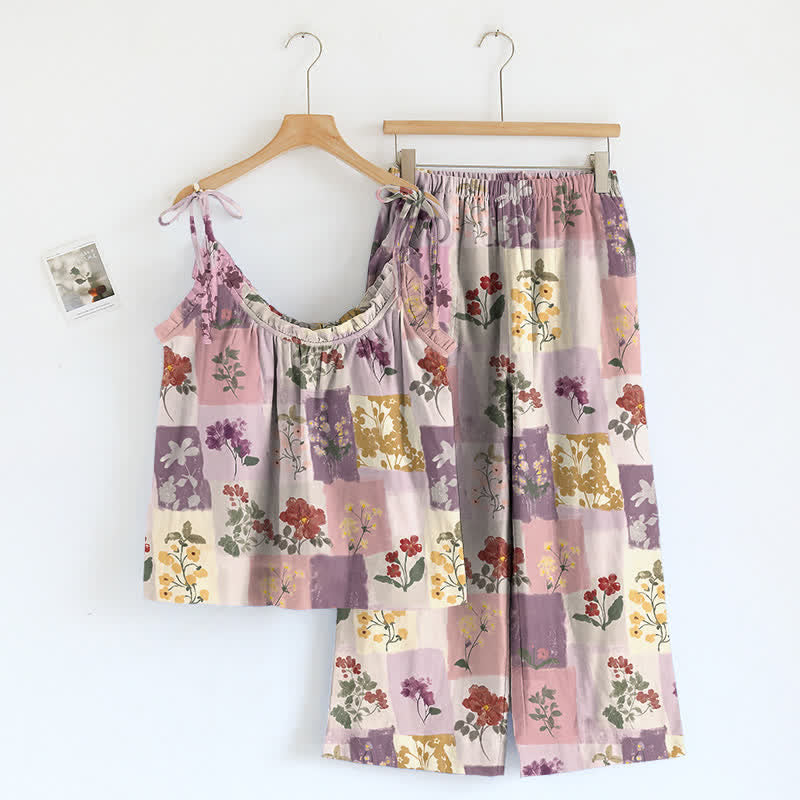 Ownkoti Pastel Floral Patchwork Cami Loungewear Set - image 1