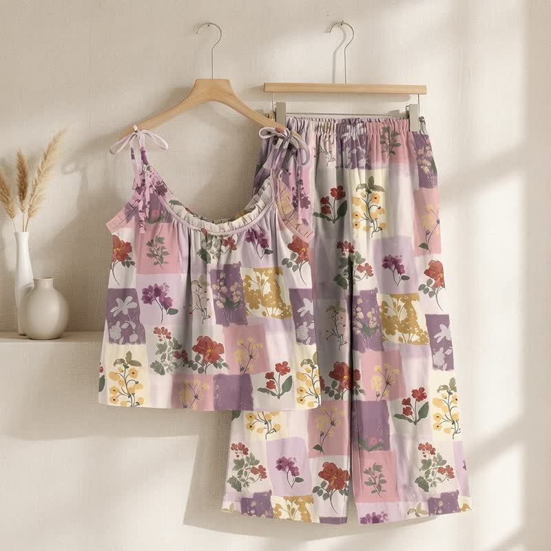 Ownkoti Pastel Floral Patchwork Cami Loungewear Set - image 4
