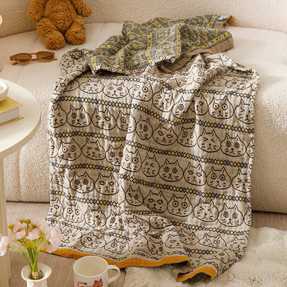 Ownkoti Goofy Cat Jacquard Muslin Baby Blanket Bath Towel - image 1
