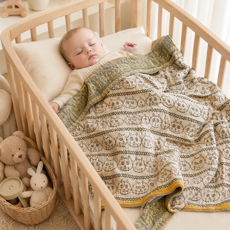 Ownkoti Goofy Cat Jacquard Muslin Baby Blanket Bath Towel - image 2