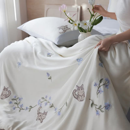 Ownkoti Cat Trail Floral Lyocell Bedding Set - image 3