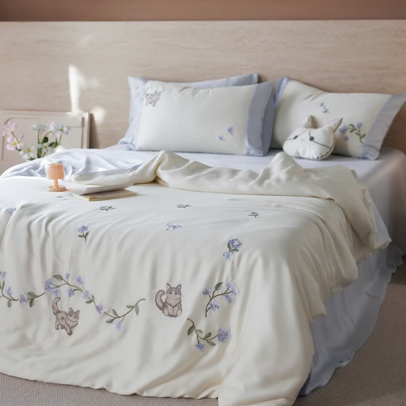 Ownkoti Cat Trail Floral Lyocell Bedding Set - image 2