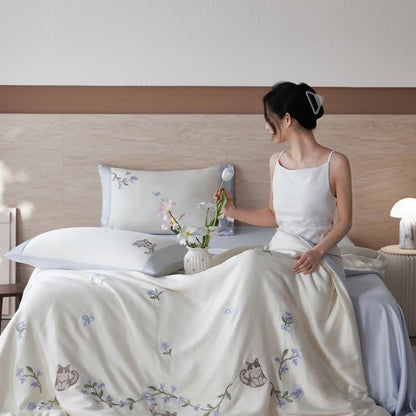 Ownkoti Cat Trail Floral Lyocell Bedding Set - image 4