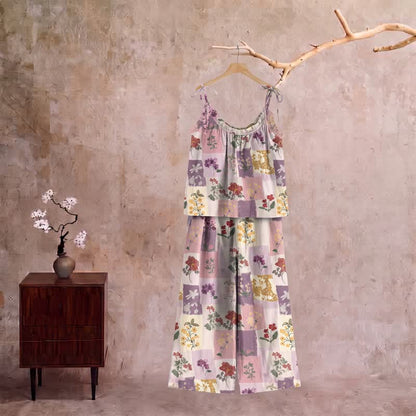 Ownkoti Pastel Floral Patchwork Cami Loungewear Set - Multicolor - XL - image 0