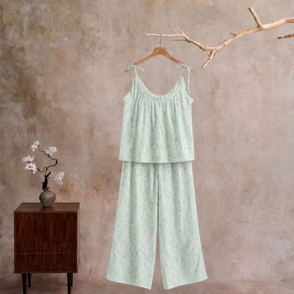 Ownkoti Rose Floral Spaghetti Strap Loungewear - Green - XL - image 0