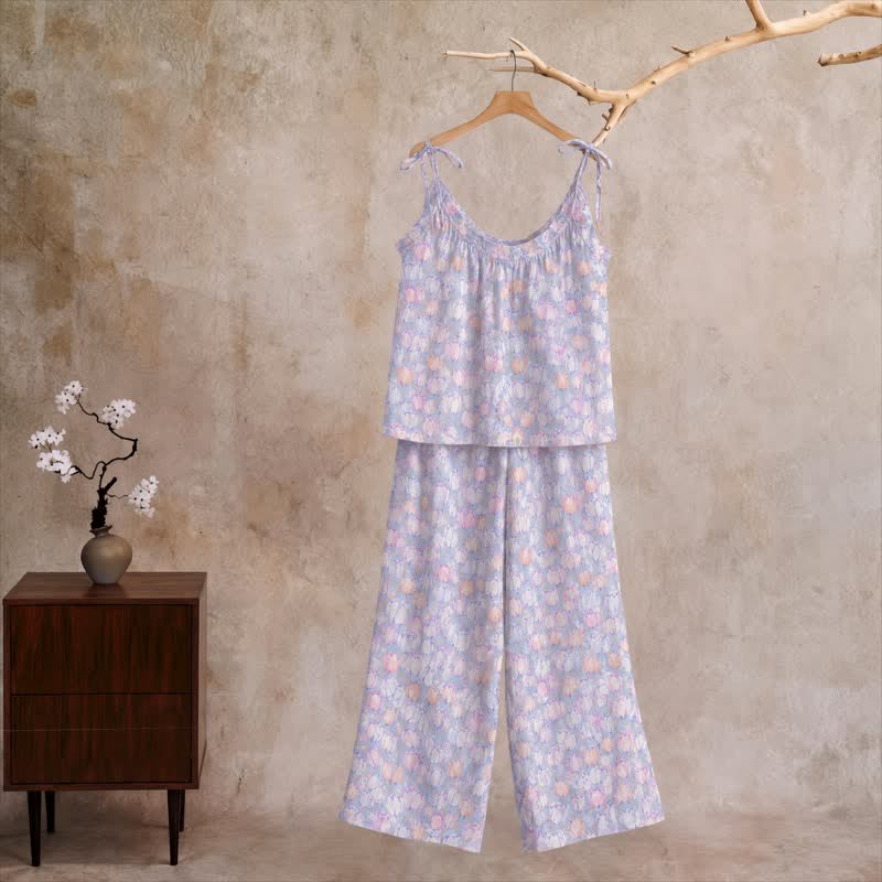 Ownkoti Tulip Tie Strap Cami Lounge Set - Blue - XL - image 0