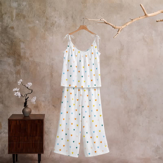 Ownkoti Sweetheart Print Spaghetti Strap Loungewear - White - XL - image 0