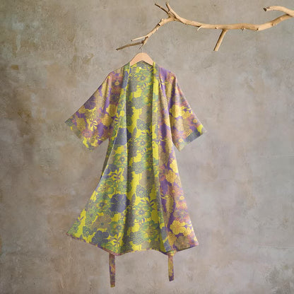 Ownkoti Purple Floral Cotton Kimono Robe - Purple - XL - image 0