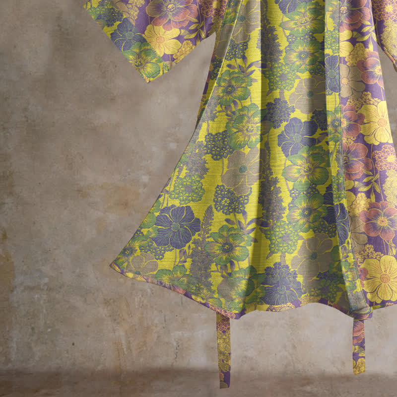 Ownkoti Purple Floral Cotton Kimono Robe - image 4