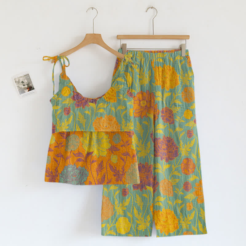 Ownkoti Retro Peony Cotton Cami Loungewear Set - image 5