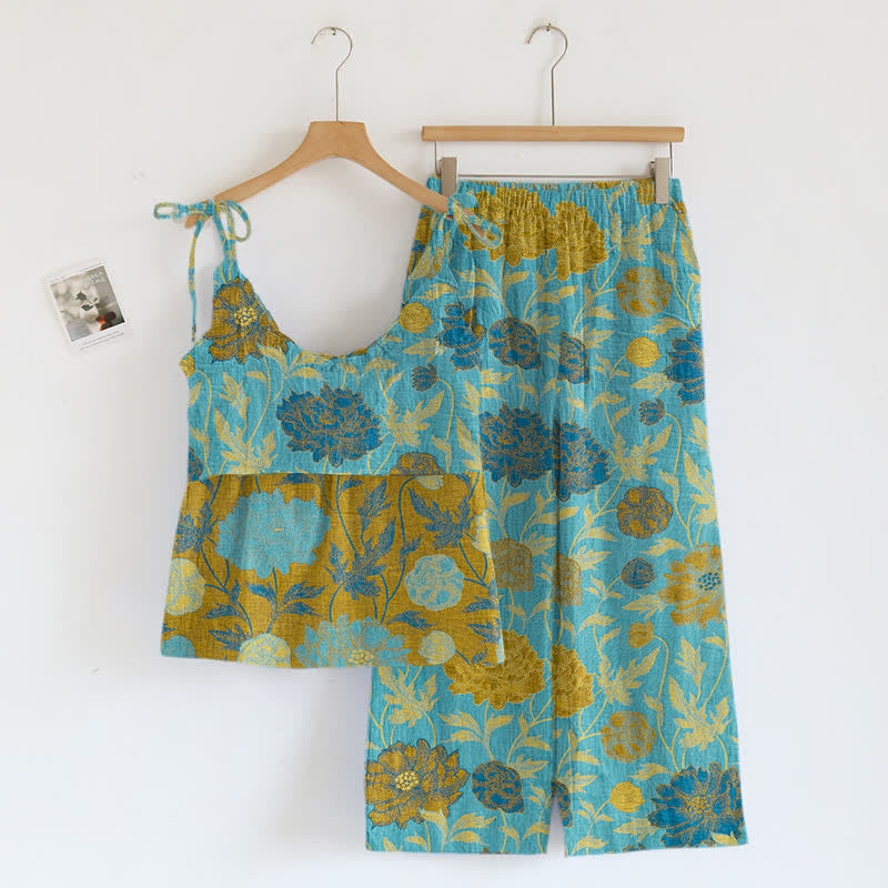 Ownkoti Retro Peony Cotton Cami Loungewear Set - image 9