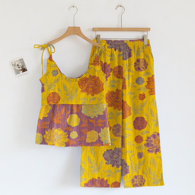 Ownkoti Retro Peony Cotton Cami Loungewear Set - image 9