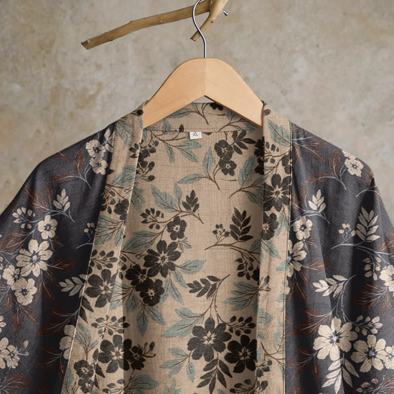 Ownkoti Mocha Floral Cotton Kimono Robe - image 2