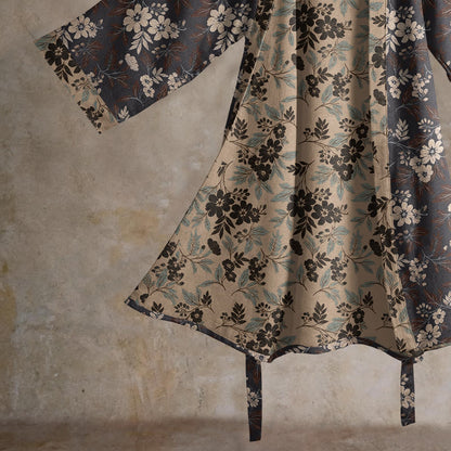 Ownkoti Mocha Floral Cotton Kimono Robe - image 4