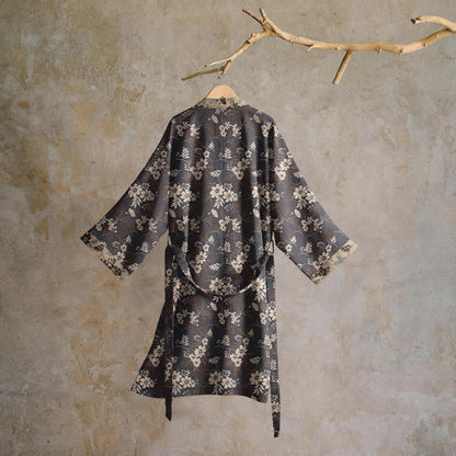 Ownkoti Mocha Floral Cotton Kimono Robe - image 1