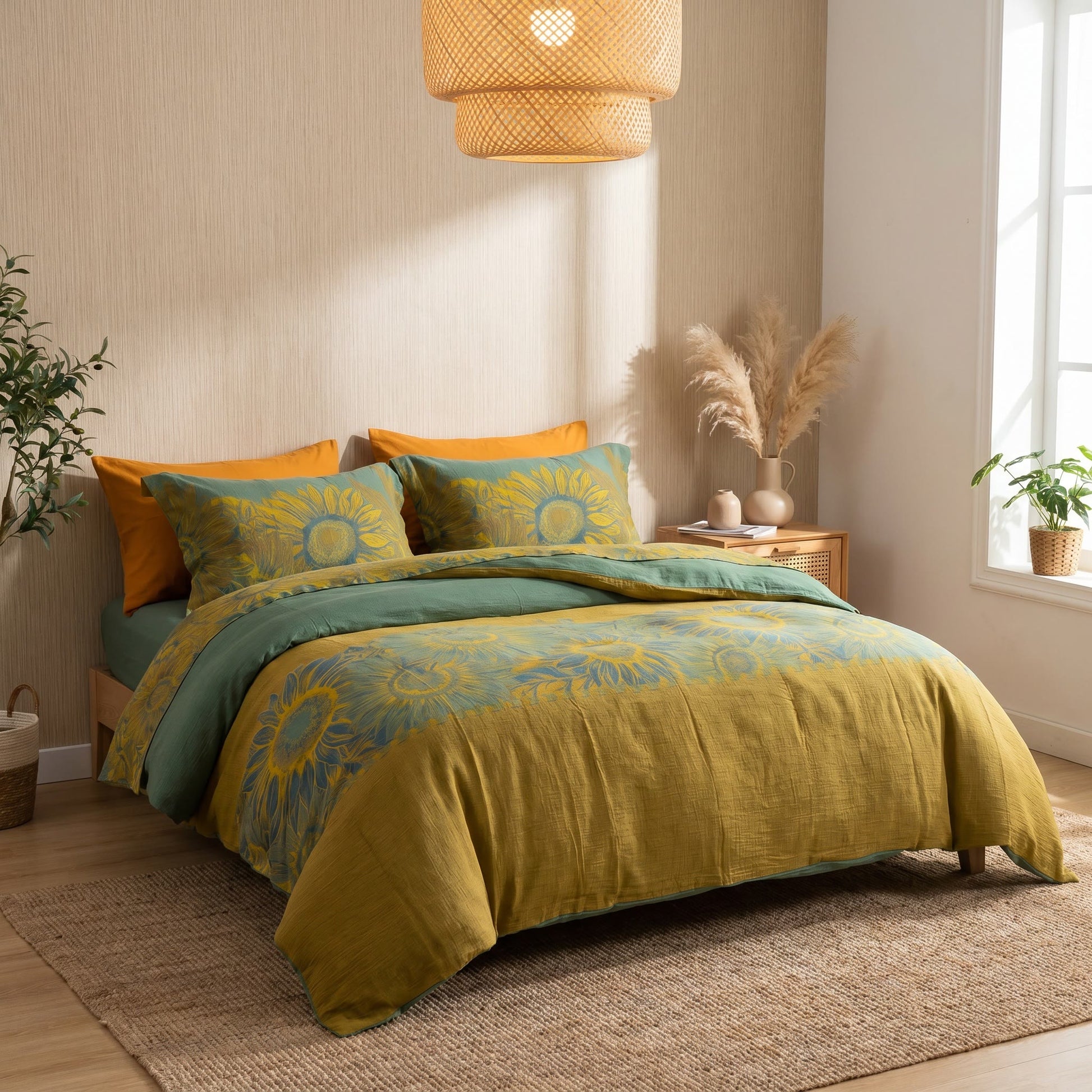 Ownkoti Vintage Sunflower Cotton Gauze Bedding Set - image 21