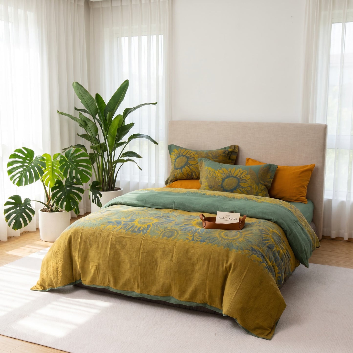 Ownkoti Vintage Sunflower Cotton Gauze Bedding Set - image 22