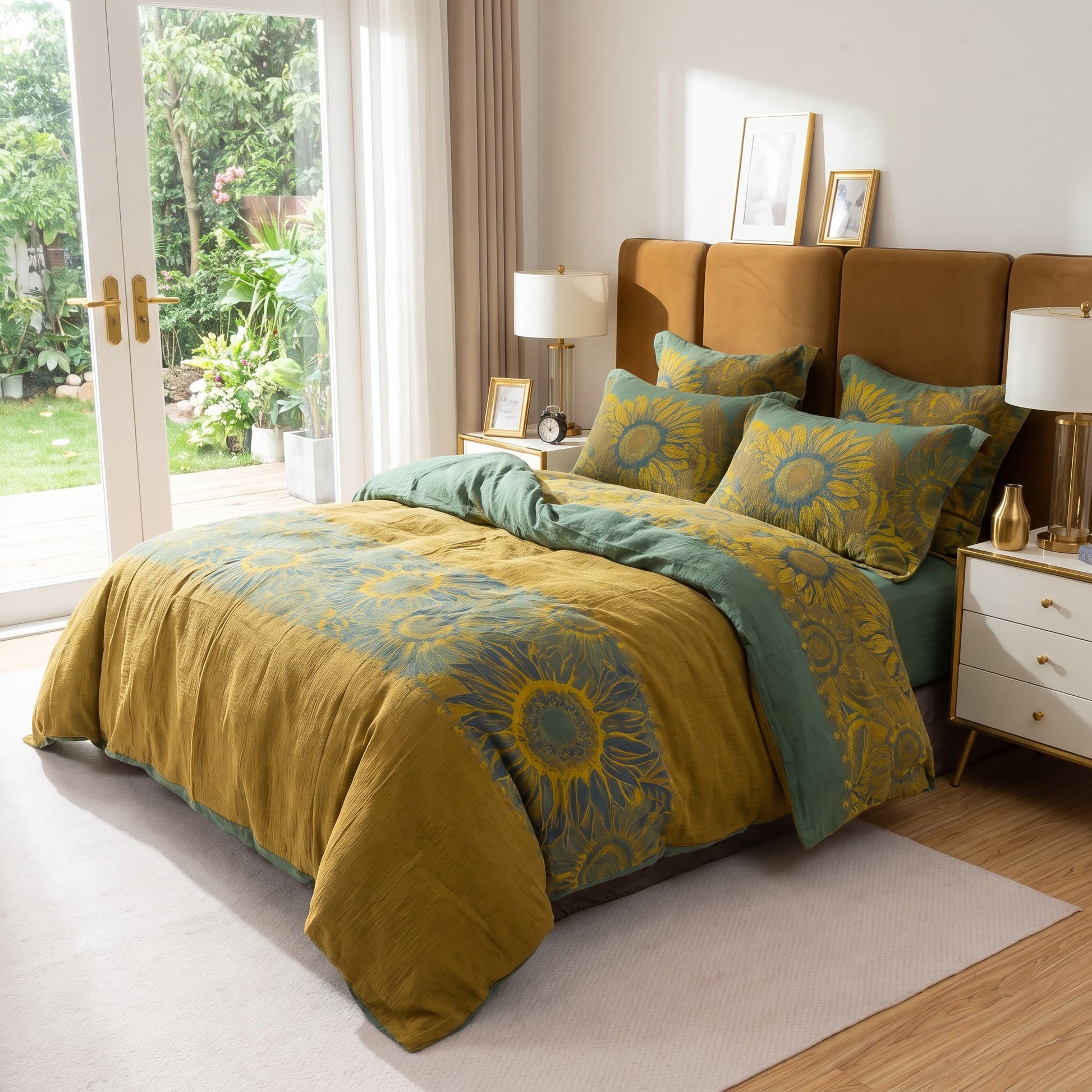 Ownkoti Vintage Sunflower Cotton Gauze Bedding Set - image 23