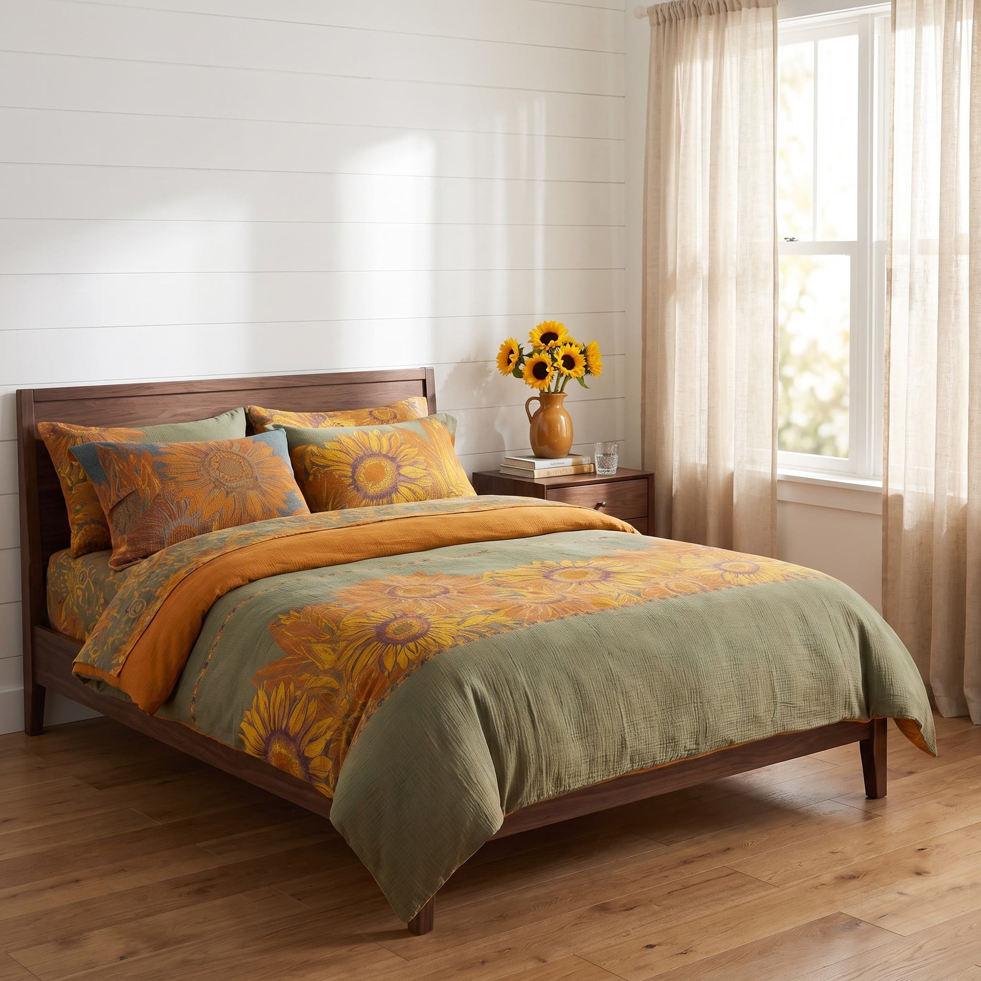 Ownkoti Vintage Sunflower Cotton Gauze Bedding Set - image 2