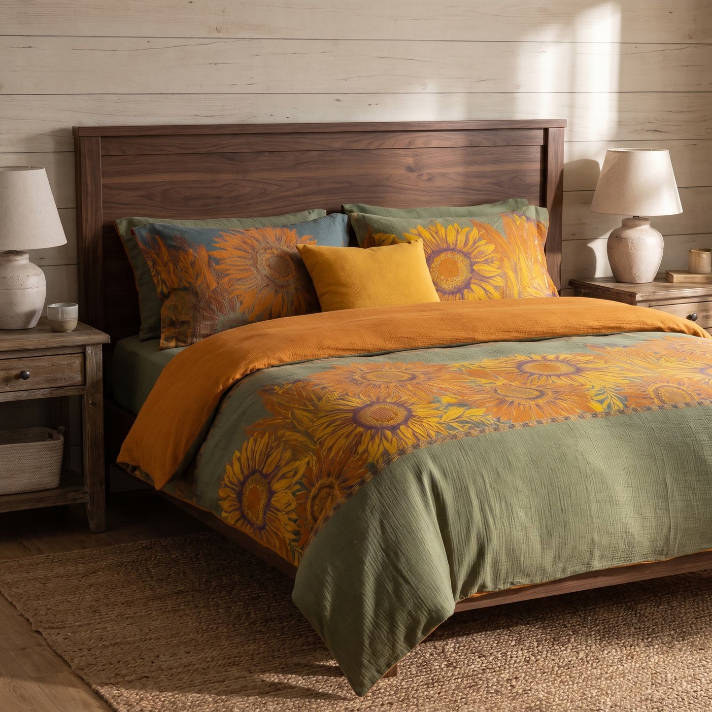 Ownkoti Vintage Sunflower Cotton Gauze Bedding Set - image 1