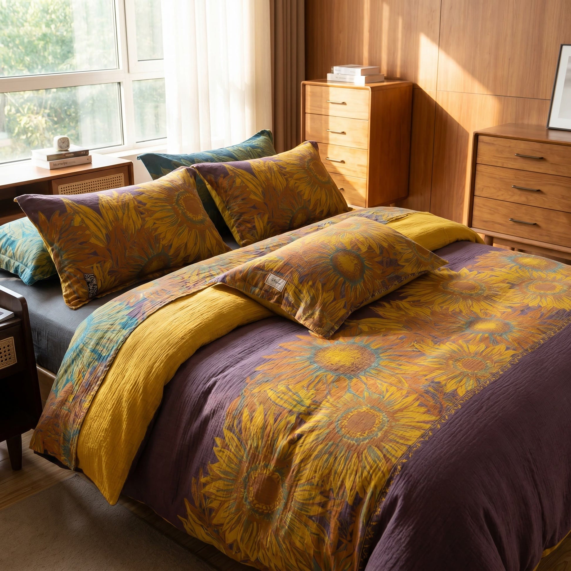 Ownkoti Vintage Sunflower Cotton Gauze Bedding Set - image 10