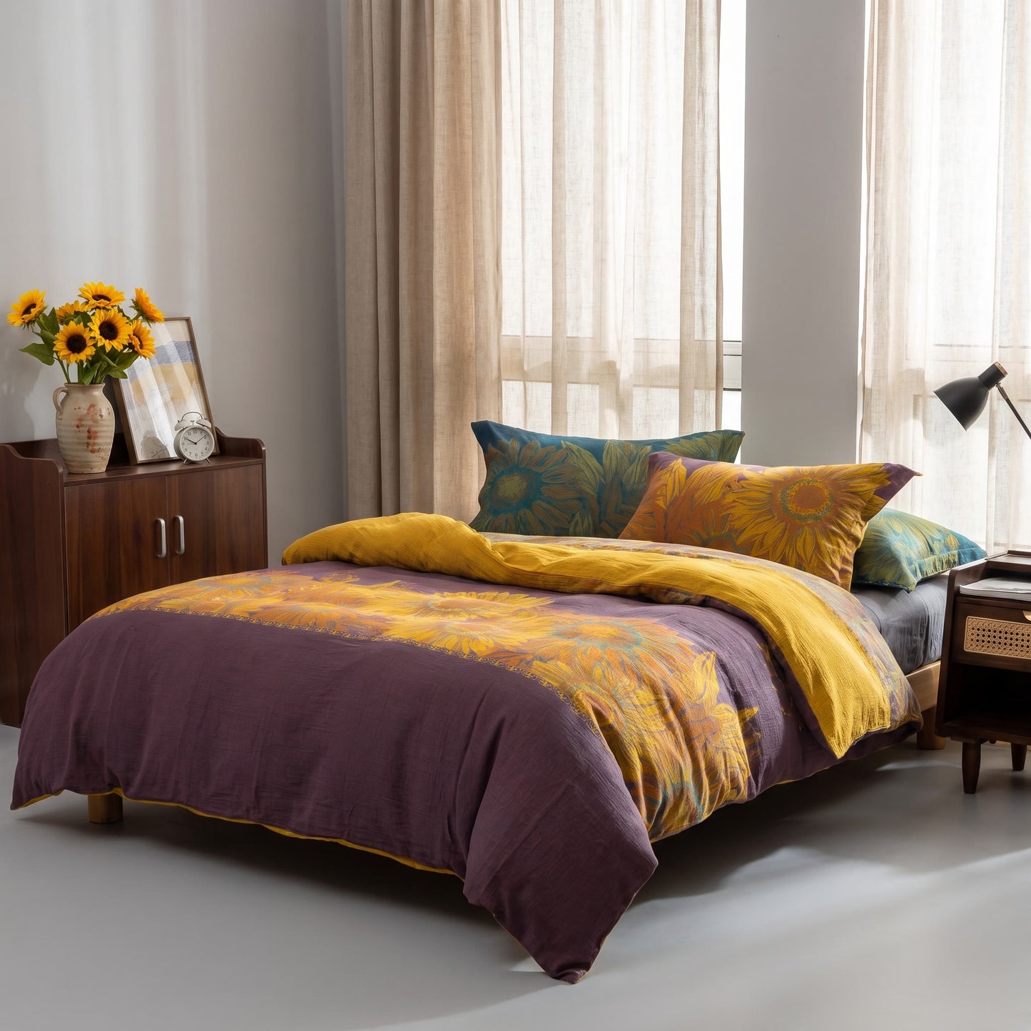 Ownkoti Vintage Sunflower Cotton Gauze Bedding Set - image 13