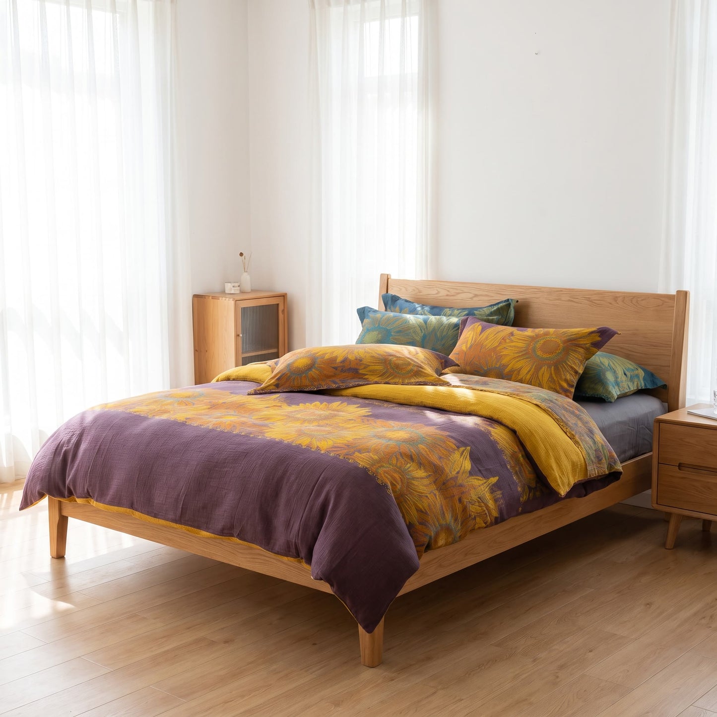 Ownkoti Vintage Sunflower Cotton Gauze Bedding Set - image 12