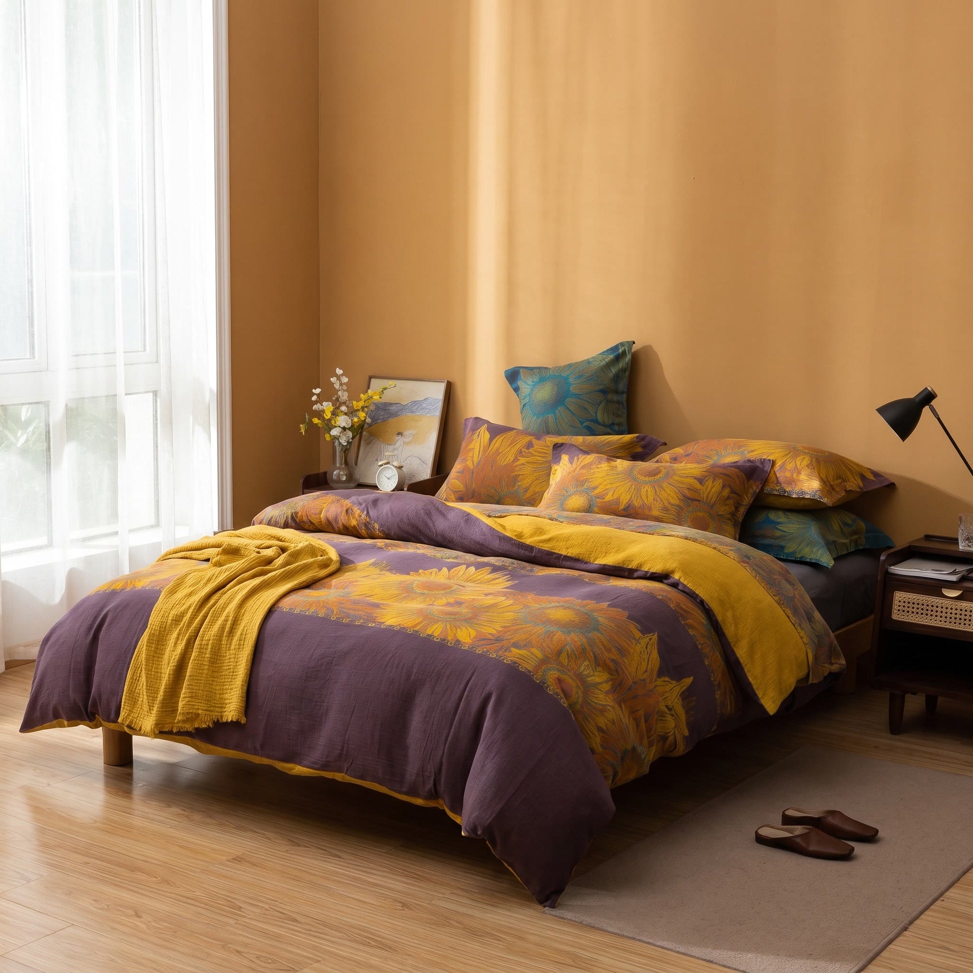 Ownkoti Vintage Sunflower Cotton Gauze Bedding Set - image 9