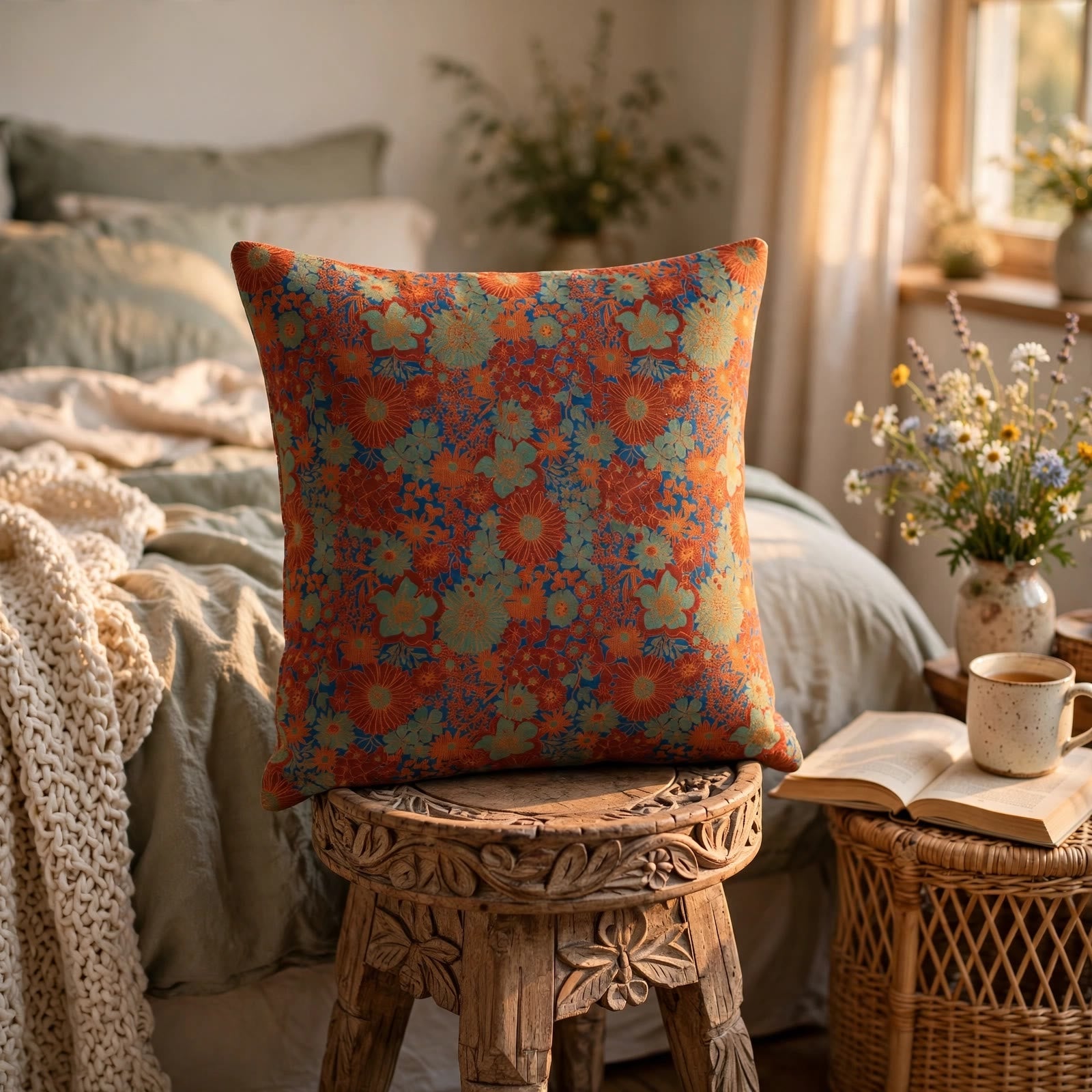 Ownkoti Vintage Floral Cotton Gauze Pillow - image 4