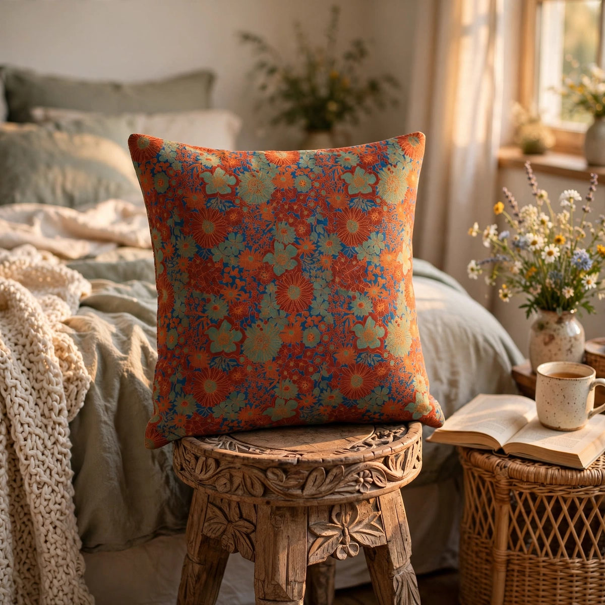 Ownkoti Vintage Floral Cotton Gauze Pillow - image 4