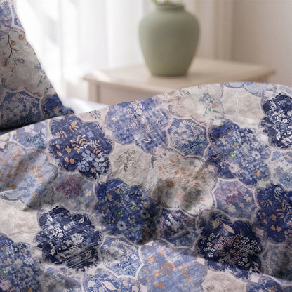 Ownkoti Blue Mosaic Floral Cotton Gauze Bedding Set - image 5