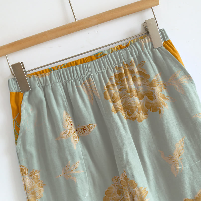 Ownkoti Retro Peony Butterfly Cotton Loungewear Set - image 5